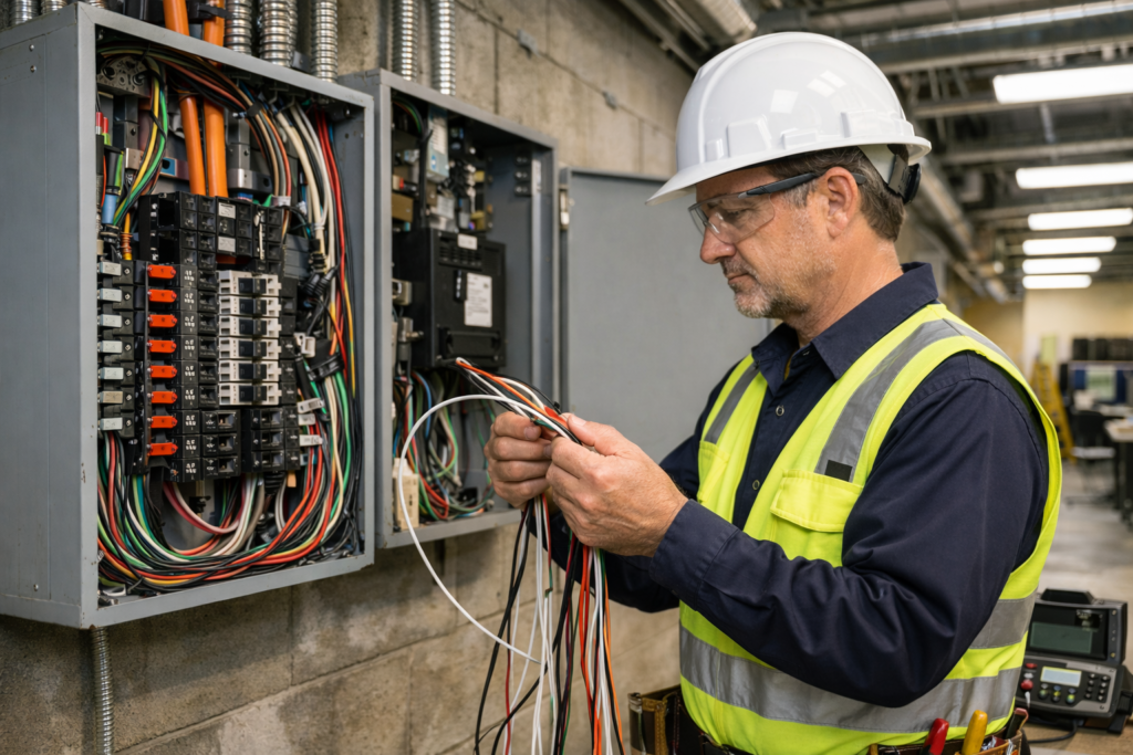 Professional electrical inspection being completed to identify wiring issues and prevent costly electrical repairs in Houston, TX.