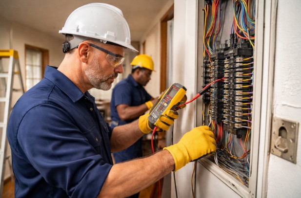 Electrical services repairing circuit breaker panels and fixing wiring issues in Humble, TX.